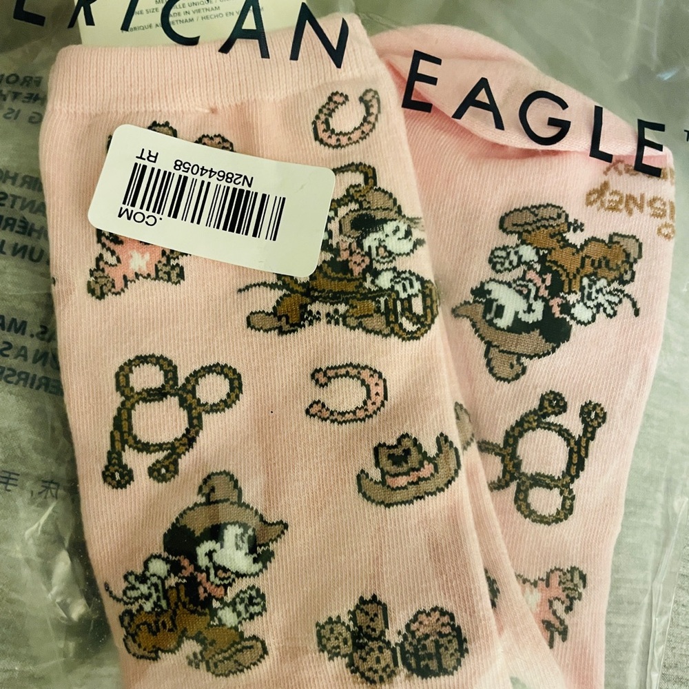 American Eagle Outfitters Western Mickey Pink Socks - Picture 2 of 5